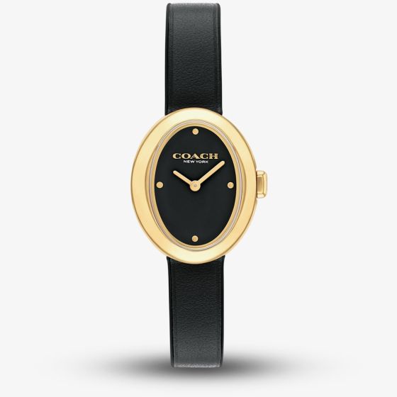 Coach Ladies Sammy Oval Dial Black Leather Strap Watch 14504421