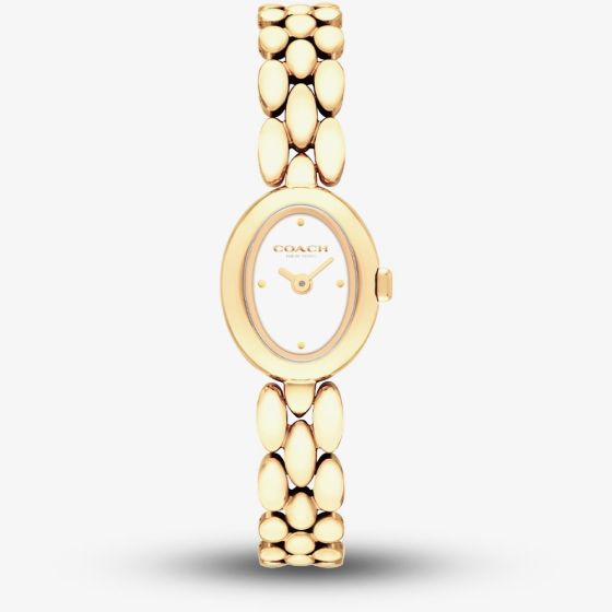 Coach Ladies Sammy Golden Oval White Dial Bracelet Watch 14504735