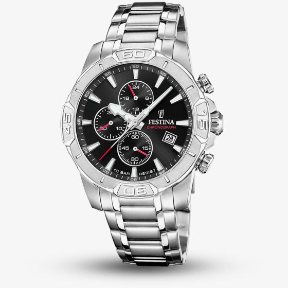 Festina Mens Timeless Chronograph Black Dial Watch F20704/3