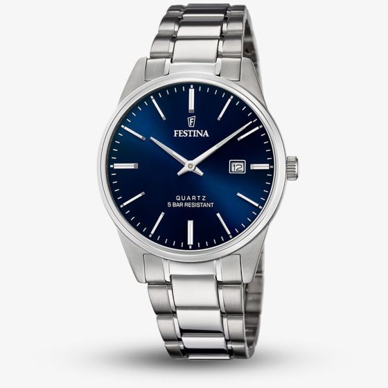 Festina Mens Classics 39mm Blue Dial Date Watch F20511/3
