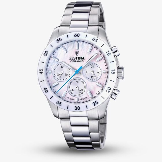 Festina Ladies Mother Of Pearl Ceramic Chronograph Watch F20693/1