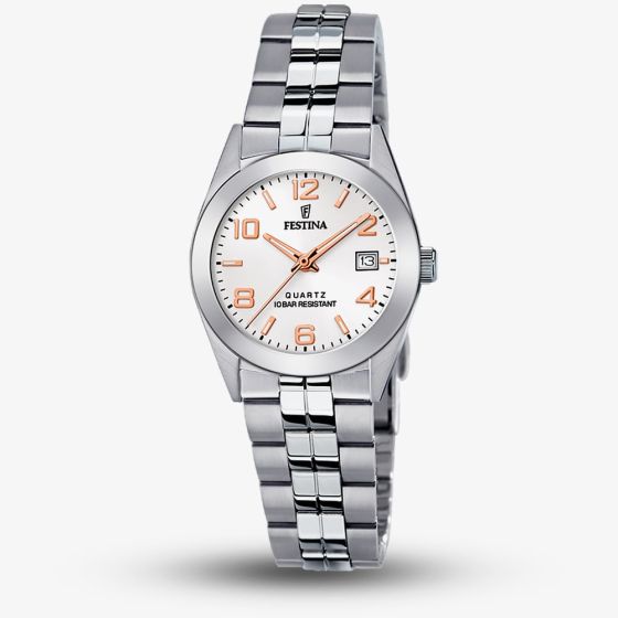 Festina Ladies Classics Rose Gold Detail Stainless Steel Bracelet Watch F20438/4