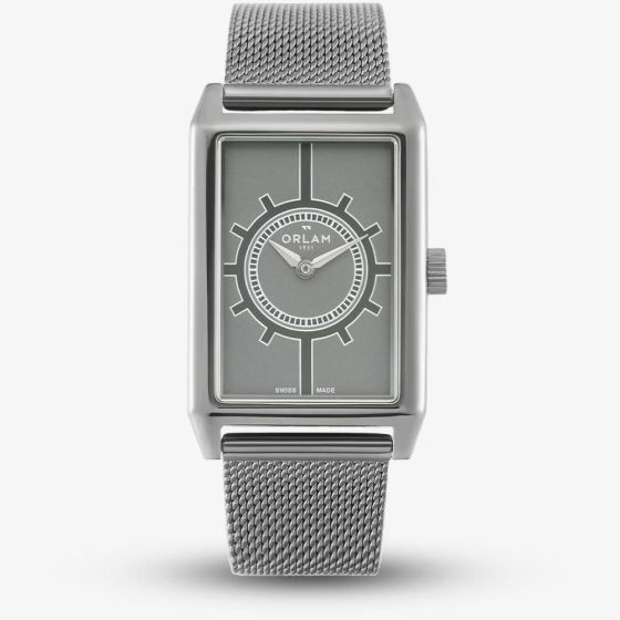 Orlam Mens Era Grey Rectangle Dial Mesh Bracelet Watch ORDGMEP007