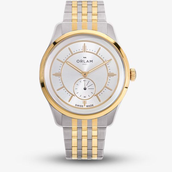 Orlam Mens Echo Silver Dial Two Colour Bracelet Watch ORDYBEC006