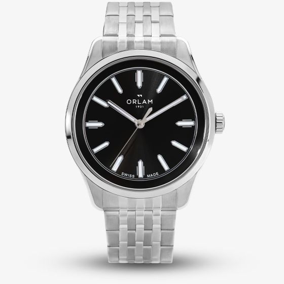 Orlam Mens Cadence Black Dial Silver Bracelet Watch ORSSBCA004