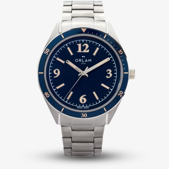 Orlam Mens Twilight Blue Dial Silver Bracelet Watch ORSSBCR005