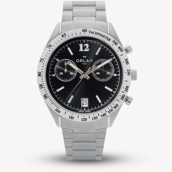 Orlam Mens Legend Black Dial Silver Bracelet Watch ORSSBLE003