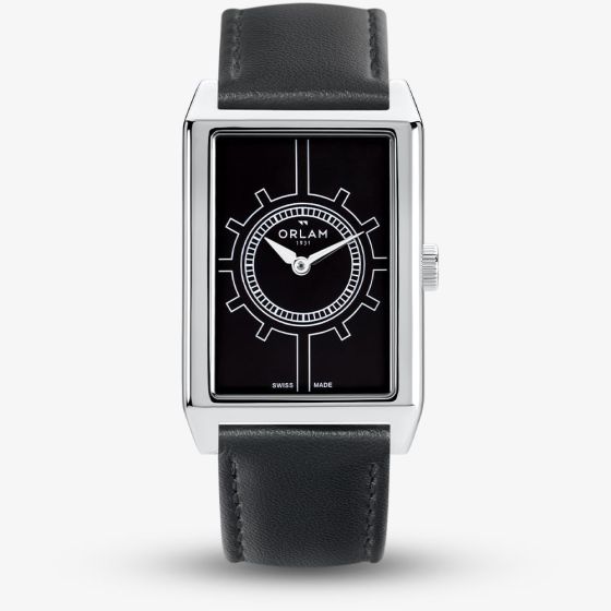 Orlam Mens Era Black Rectangle Dial Leather Strap Watch ORSSLEP002