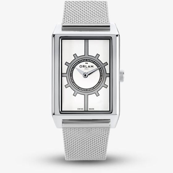 Orlam Mens Era White Rectangle Dial Mesh Bracelet Watch ORSSMEP004