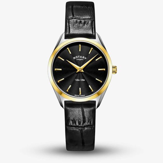 Rotary Ultra Slim Black Leather Watch LS08011/04