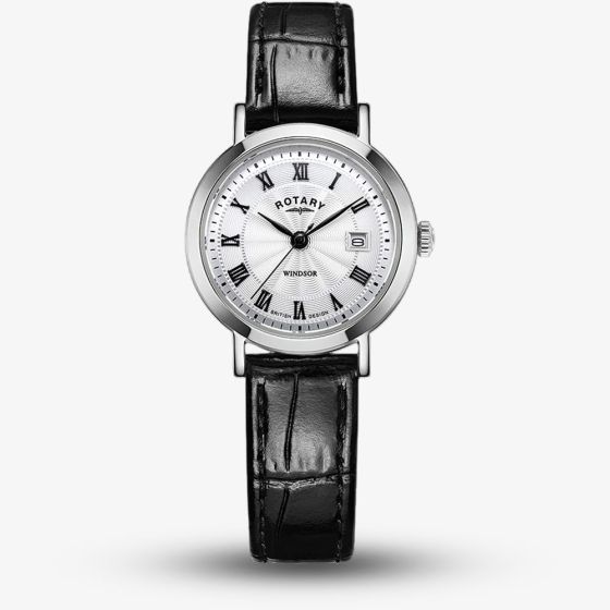 Rotary Ladies Heritage Black Leather Strap Watch LS05420/01