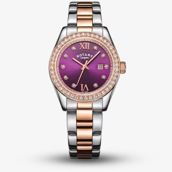 Rotary Watch Ladies Two Tone Rose Gold LB03042/17