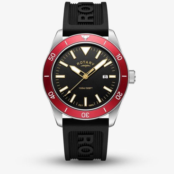 Rotary Mens Apex 100 Black Rubber Strap Watch RGS10007/98