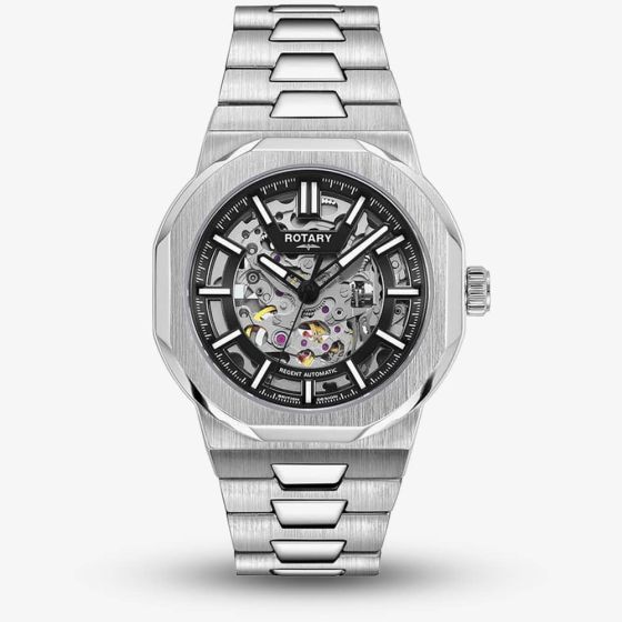 Rotary Skeleton Octagonal Automatic Silver Watch GB05495/04