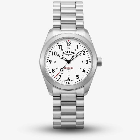 Rotary 1895 Commando Field Silver White Dial Watch GB05535/18