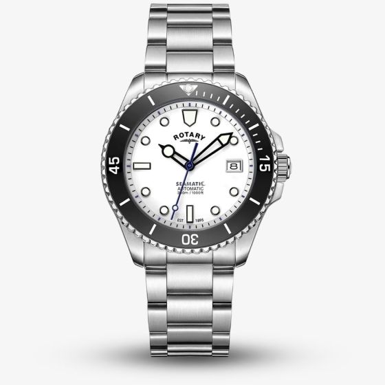 Rotary Mens Seamatic Automatic GMT White Dial Watch RGB05430/29