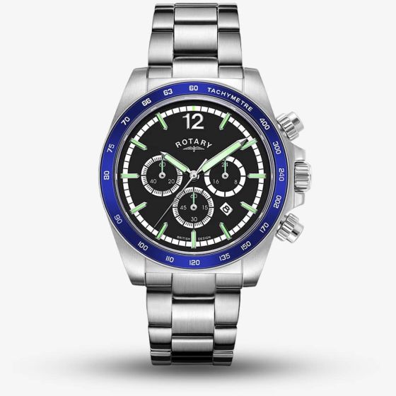 Rotary Mens Henley Chronograph Blue Bezel Watch GB05440/72