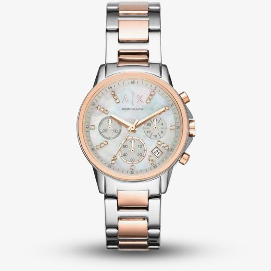 Armani Exchange Ladies Two Tone Chronograph Bracelet Watch AX4331