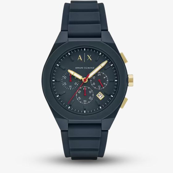 Armani Exchange Mens Rafael Navy Chronograph Plastic Strap Watch AX4168