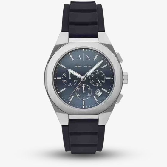 Armani Exchange Mens Rafael Navy Chronograph Rubber Strap Watch AX4185