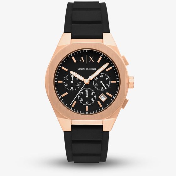 Armani Exchange Mens Sync Black & Rose Gold Chronograph Watch AX4190