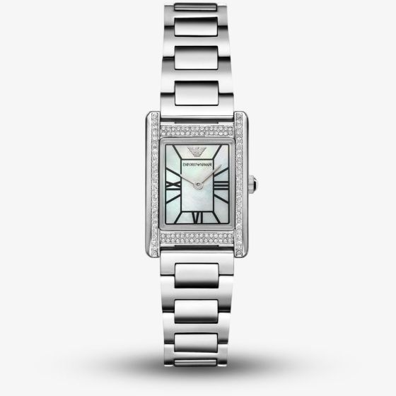 Emporio Armani Ladies Genni Rectangle Crystal Watch AR11625