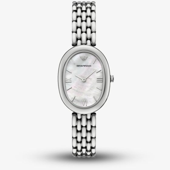 Emporio Armani Ladies Sinfonia Mother Of Pearl Oval Dial Watch AR11706