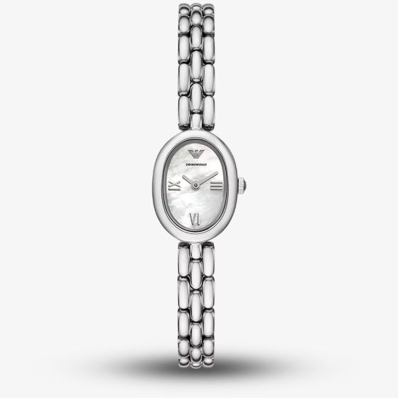 Emporio Armani Ladies Sinfonia Silver Tone Mother Of Pearl Dial Watch AR11720