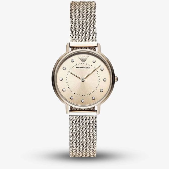 Emporio Armani Ladies Kappa Gold Plated Mesh Bracelet Watch AR11129