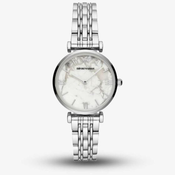 Emporio Armani Ladies White Marble Dial Bracelet Watch AR11170