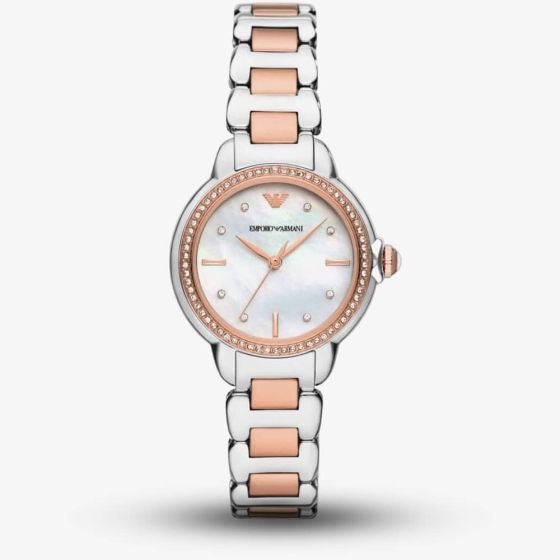 Emporio Armani Ladies Mia Rose Gold Tone Crystal Watch AR11569