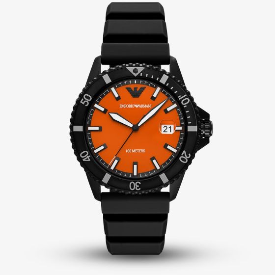 Emporio Armani Mens World Explorer Orange Dial Date Watch AR11684