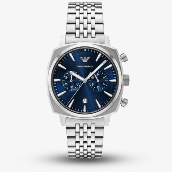Emporio Armani Mens Carlo Blue Dial Chronograph Watch AR11688