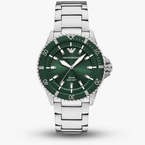 Emporio Armani Mens World Explorer Solar Powered Green Dial Watch AR11698