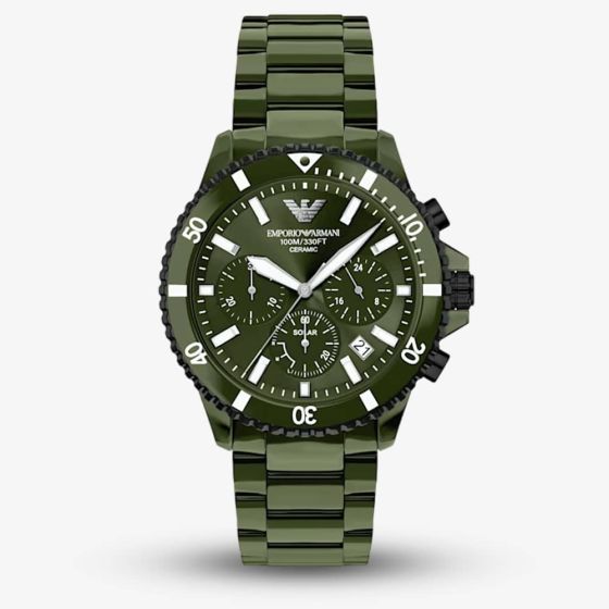 Emporio Armani Mens World Explorer Green Chronograph Dial Bracelet Watch AR70023