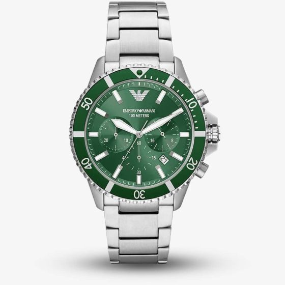 Emporio Armani Diver Green Dial Chronograph Watch AR11500