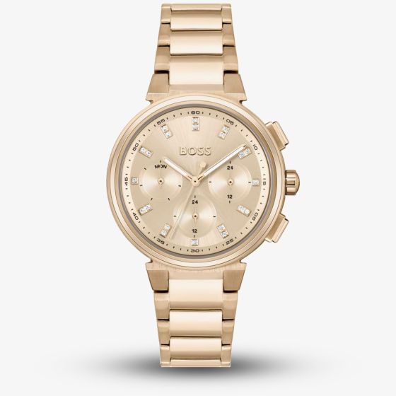 BOSS One Rose Gold Plated Crystal Watch 1502678