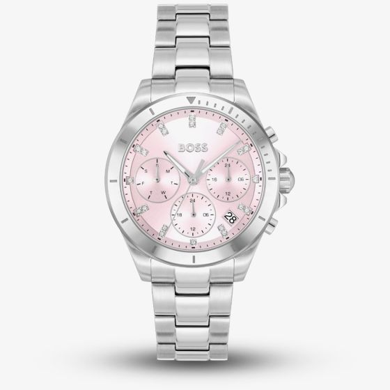 BOSS Ladies Alley Lux Crystal Pink Dial Quartz Watch 1502825