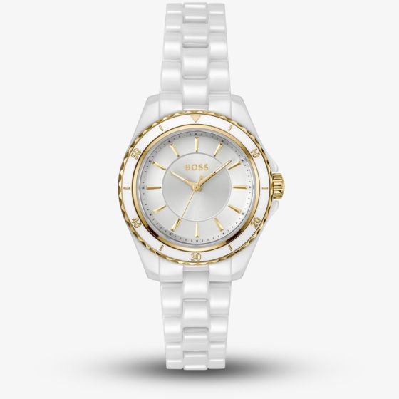 BOSS Ladies Sage Aqua White Ceramic Bracelet Watch 1502850