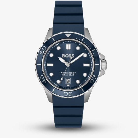 BOSS Mens Troper Sport Blue Rubber Strap Watch 1514292
