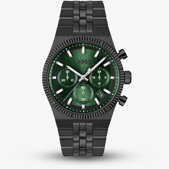 BOSS Mens Candor Prime Chronograph Green & Black Bracelet Watch 1514308