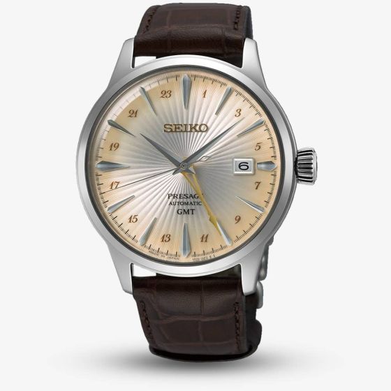 Seiko Presage Acacis Brown & Cream Cocktail Time GMT Watch SSK041J1