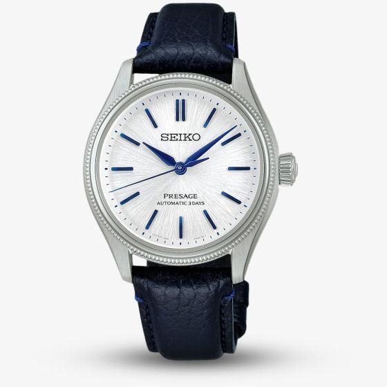 Seiko Limited Edition 145th Anniversary Presage Shironeri Navy Blue Leather Strap Watch Watch HCC004J1