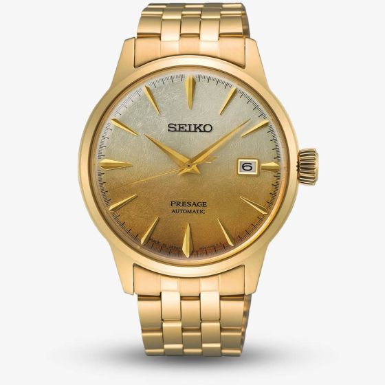 Seiko Presage Beer Julep Cocktail Time Gold Plated Watch SRPK46J1