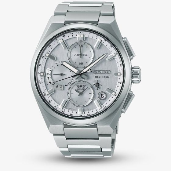 Seiko Mens Astron GPS Solar Silver Tone Watch SSH159J1