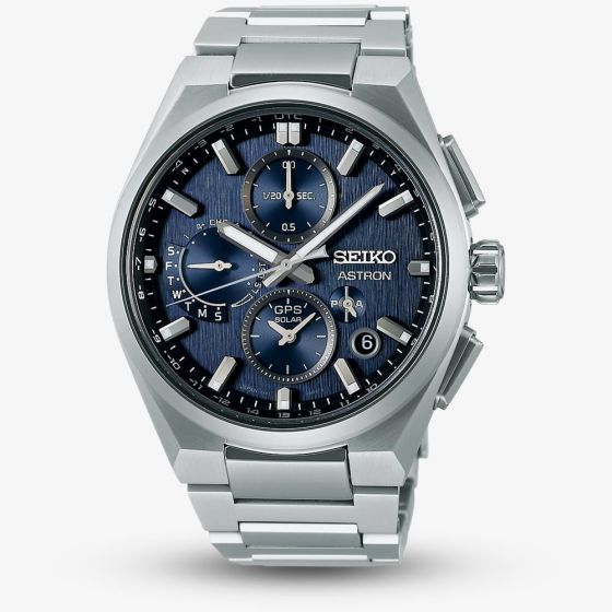 Seiko Mens Astron GPS Solar Chronograph Blue Dial Watch SSH161J1