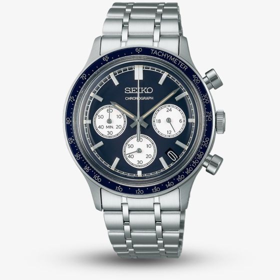 Seiko Mens Racing Sport Blue Chronograph Watch SSB477P1