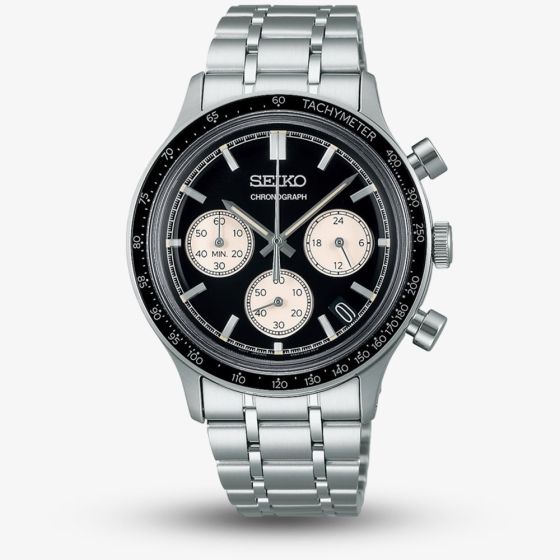 Seiko Mens Racing Sport Black Chronograph Watch SSB479P1