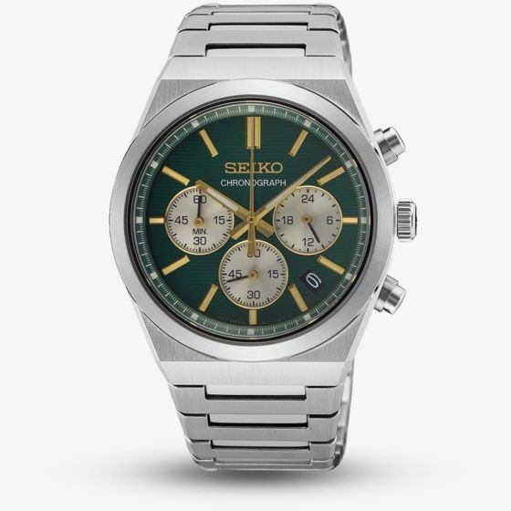 Seiko Mens Sports Green Dial Chronograph Watch SSB461P1