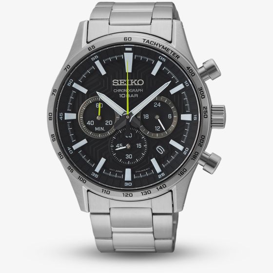 Seiko Conceptual Stainless Steel Black Dial Chornograph Watch SSB413P1